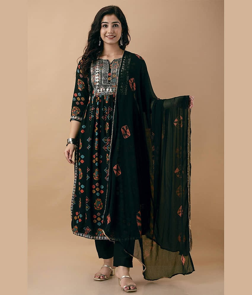 anushansa Women Viscose Printed A-line Kurti With Pants ( Multicolor )