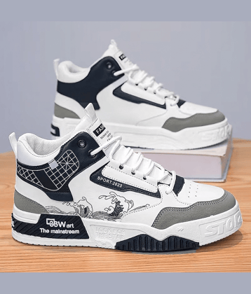 Xtoon Men’s High-Top Great Wave Graphic Urban Sneakers Navy Men's