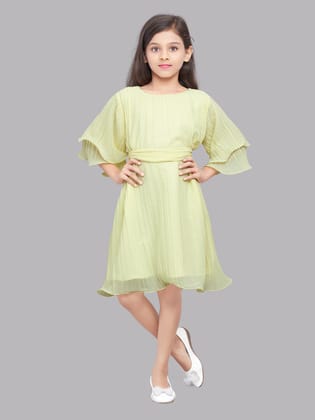 Pink Chick  Yellow Accordion Pleated Dress-4-5Y / Yellow