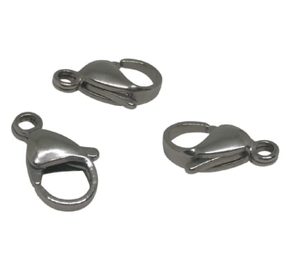 Tarnish Resistant 304-Stainless Steel Lobster Claw Clasps (Pack of 10 Pieces) 12x7x4 MM Silver Color For Jewellery Making-10 Pieces
