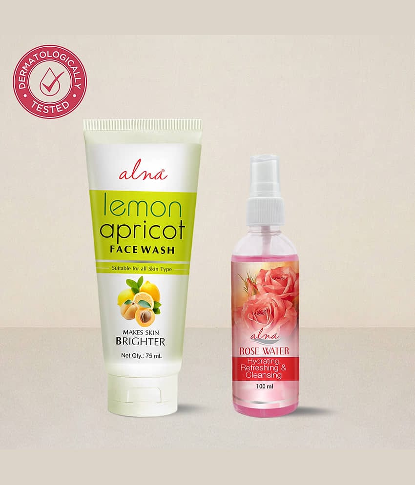 Alna Lemon Apricot Face Wash 75ml with Rose Water 100ml For All Skin Type , Pack of 2