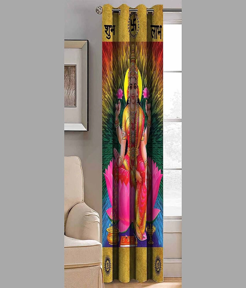 BELLA TRUE Abstract Printed Semi-Transparent Eyelet Curtain 5 ft ( Pack of 1 ) - Multicolor