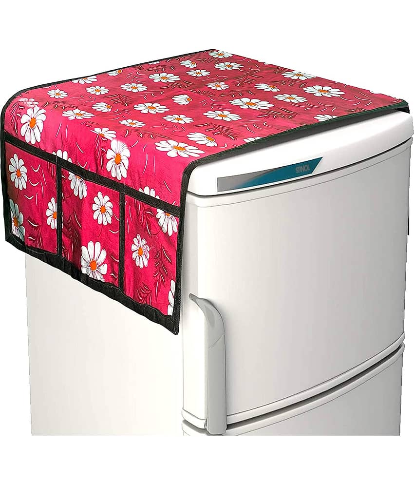Polyester Fridge Top Cover 55x97 Cm (Pack of 1) - Pink