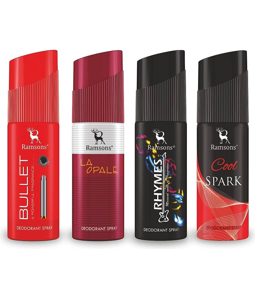 Ramsons Cool Spark,&nbsp;Rhymes, La opale &&nbsp;Bullet Deodorant Spray for Unisex 160 ml ( Pack of 4 )