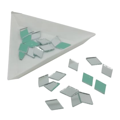 Small Glass Mirrors Rhombus 15x10mm (190 Pieces) For Sewing Embroidery Crafts Jewellery Multipurpose Transparent Color (25 Gm Weight)-190 Pieces