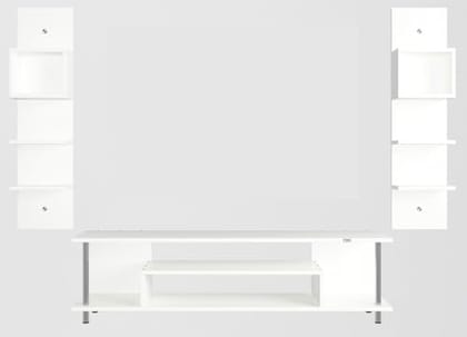 DAS Calix Engineered Wood Freestanding TV Entertainment Unit/Tv Rack Set to Box Stand with Wall Shelves for Living Room (Ideal for up to 55") Screen Frosty White Finish