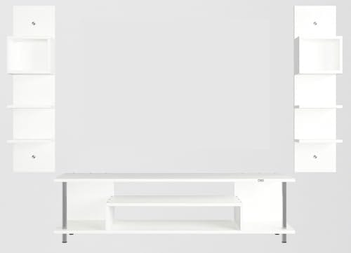 DAS Calix Engineered Wood Freestanding TV Entertainment Unit/Tv Rack Set to Box Stand with Wall Shelves for Living Room (Ideal for up to 55") Screen Frosty White Finish