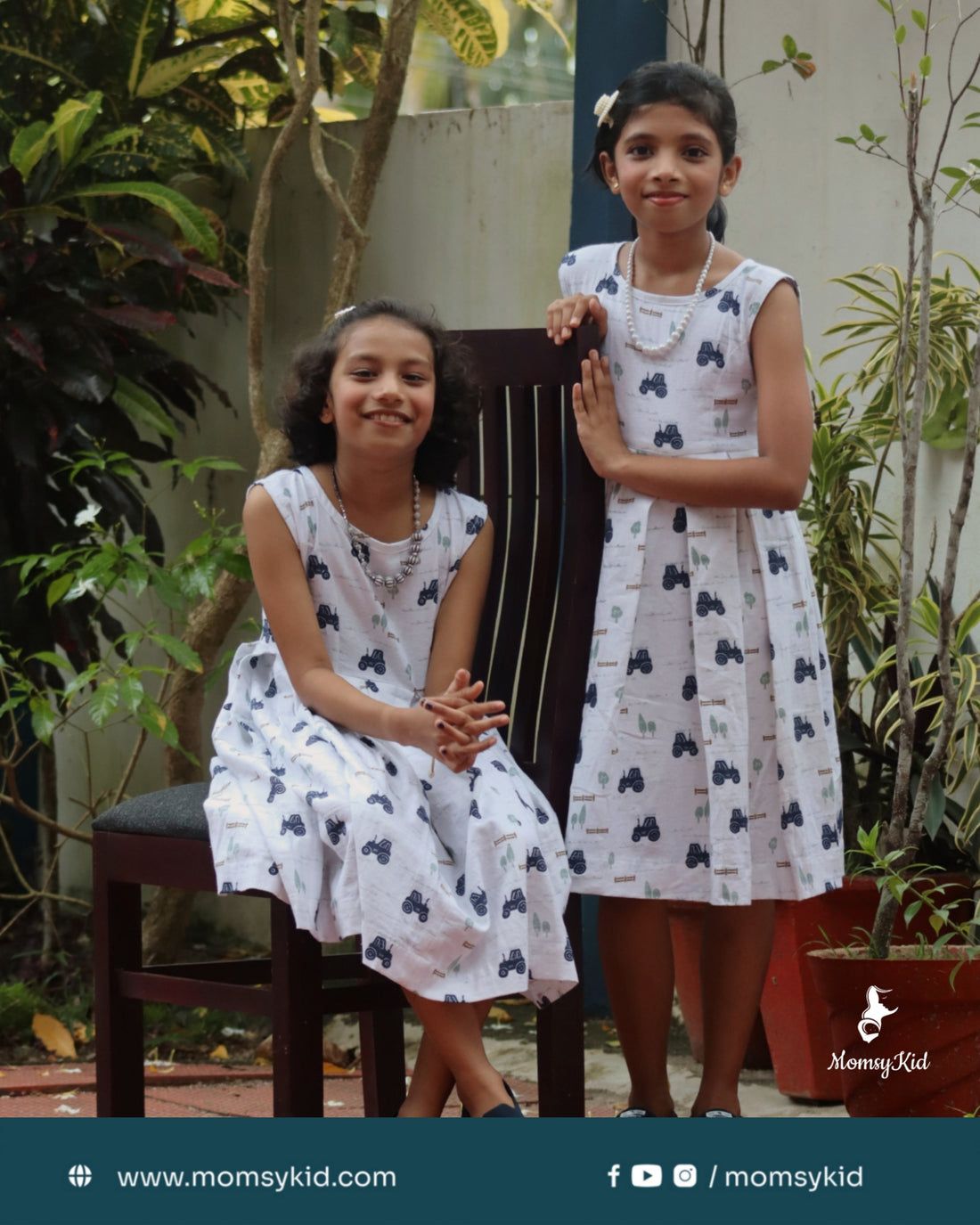 Farmyard fiesta - Tractor print cotton frock for girls