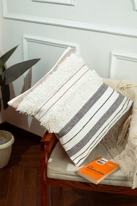 Rustic Striped Handloom Cushion Cover (Set of 2)-Set of 2 / 60 x 60