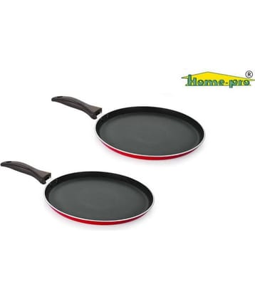 HomePro - Non-stick Aluminium Dosa Tawa, Flat Tawa Pack of 2, 28cm, Gas stove compatible, Red