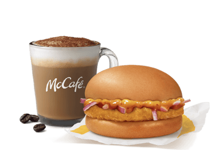 Chicken Surprise Burger + Cappuccino