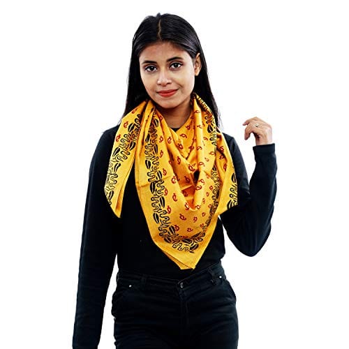 Eri Silk Printed Scarf Yellow