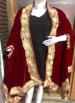 Velvet Cape Stole In Maroons
