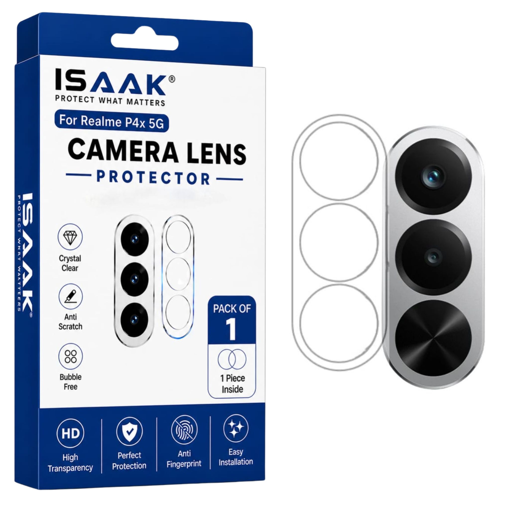 ISAAK Back Camera Lens Protector compatible for Realme P4x 5G (Pack of 1)