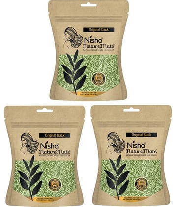 Nisha Nature Mate Henna Based Hair Colour Original Black 45gm Pack of 3, No Ammonia, No Resorcinol, 100% Grey Coverage