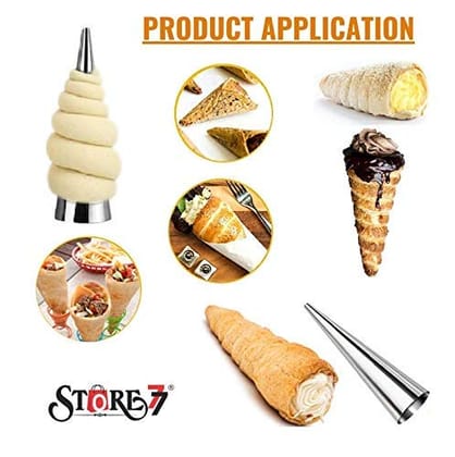 Magnusdeal 6Pcs DIY Non-Stick Stainless Steel Baking Cones Set. Spiral Horn Pastry Cream Roll Tubes/Cake Cone Mold/Cannoli Forms/Croissant Shell Metal Ice Cream Roll/Funnel Shape/Kitchen/Party