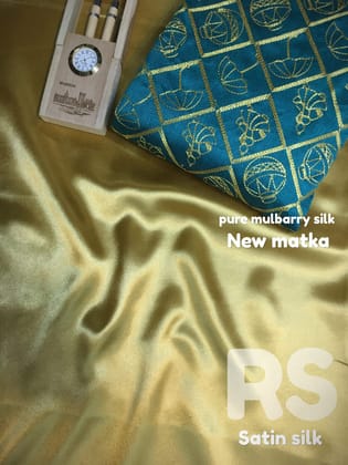 Golden Color Plain Satin Silk Saree with Embroidered Blouse MPS-Golden
