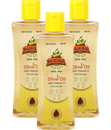 Oligro Olive Oil For Body Massage And Hair Care with Goodness Of Vitamin E- (100ml x 3)