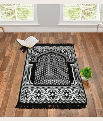 FURNISHING HUT Black Single Regular Cotton Prayer Mat ( 130 X 70 cm )