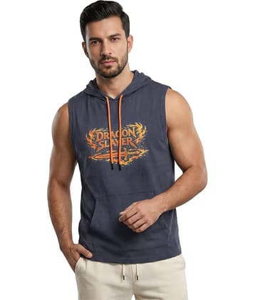 Looks United Men Cotton Regular Fit Printed T-Shirt ( Grey )