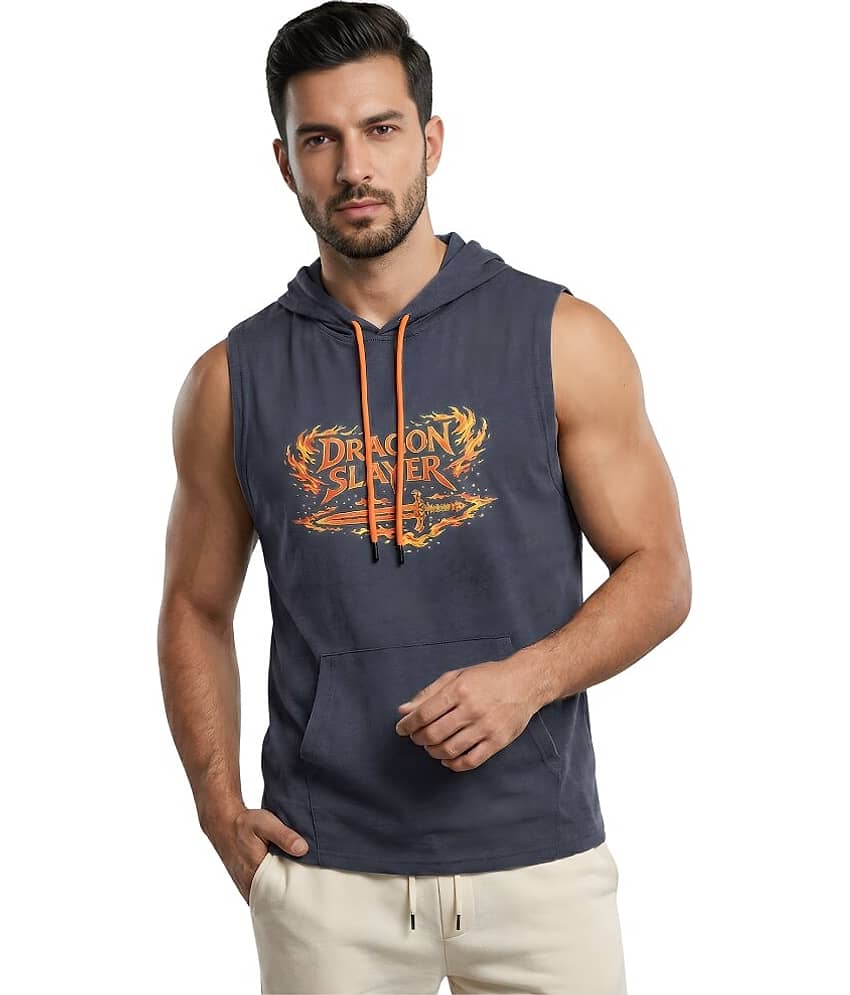 Looks United Men Cotton Regular Fit Printed T-Shirt ( Grey )