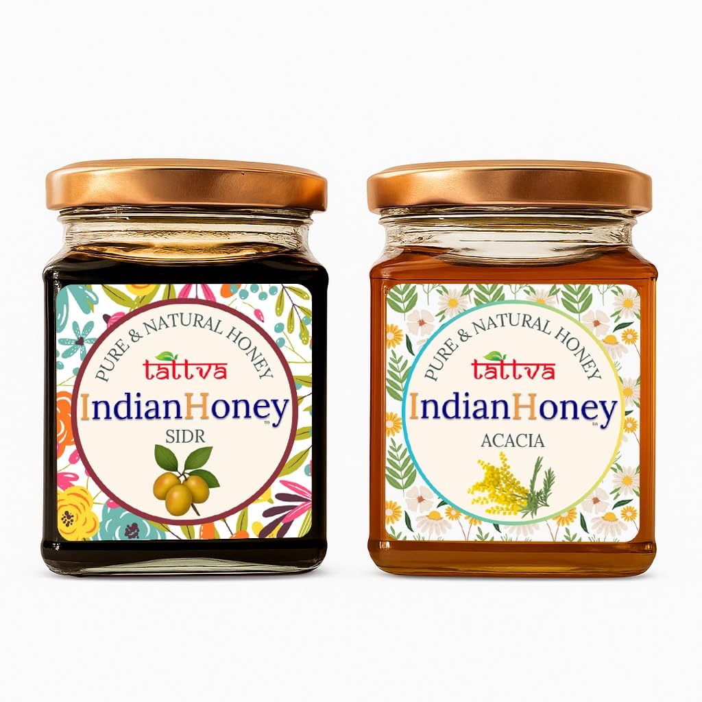 IndianHoney Rajasthan Acacia Honey & Premium & Highly Medicinal Sidr Honey Combo Pack (230gm & 230gm)