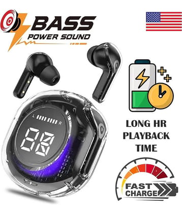 Stylish Transparent True Wireless Earphones, LED Display Charging Case, HD Sound, Comfort Fit & Bluetooth 5.3