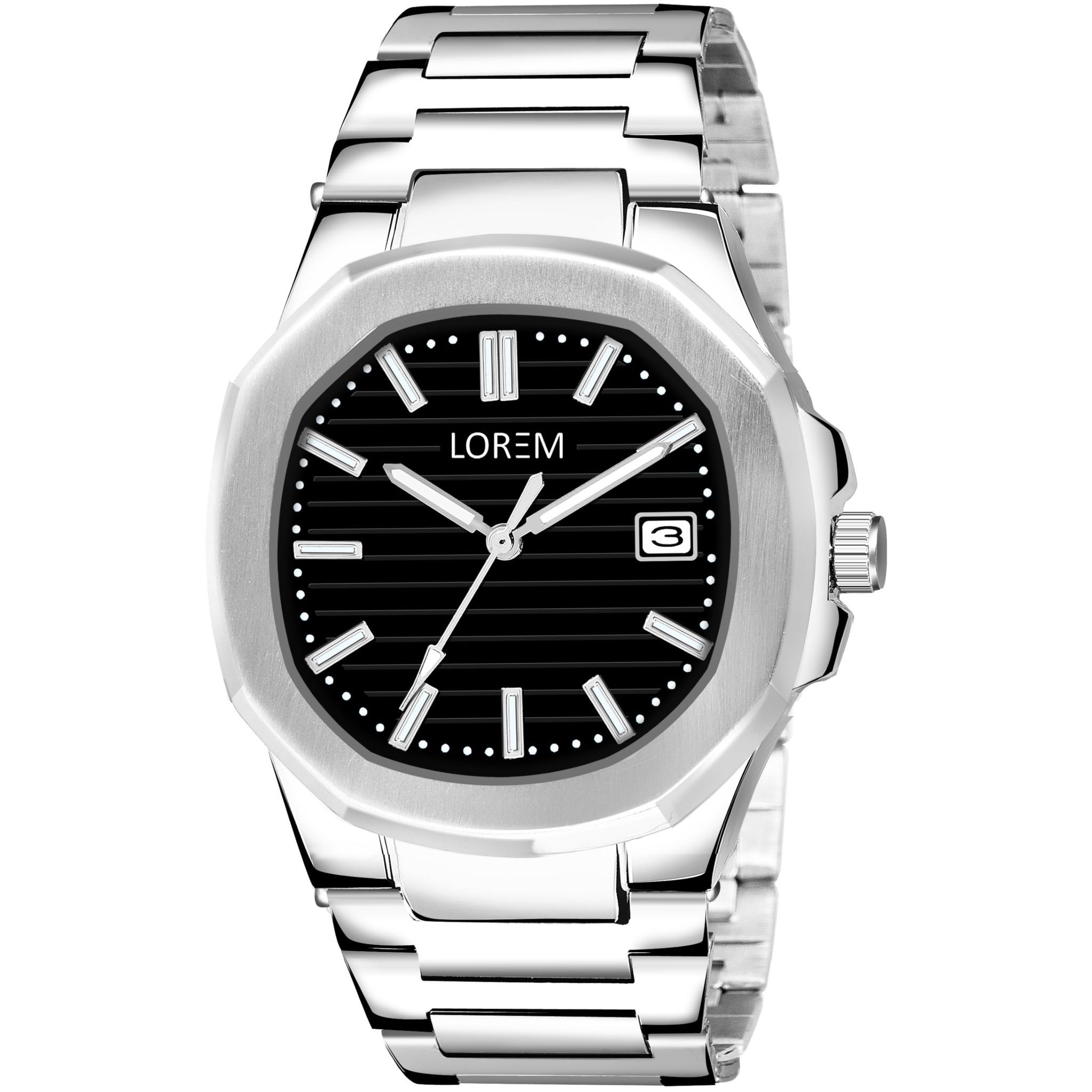 LOREM Timeless Charm Dial Date Function Analog Watch for Men-UF