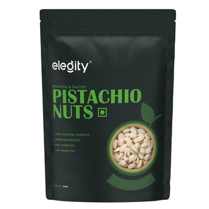Elegity California Salted Pistachios Pouch 250 gm | Namkeen Pista Dry Fruit | Crunchy, Tasty & Healthy | Rich in Fibre & Protein | No Added Preservatives & Colour in Nutritious Nuts