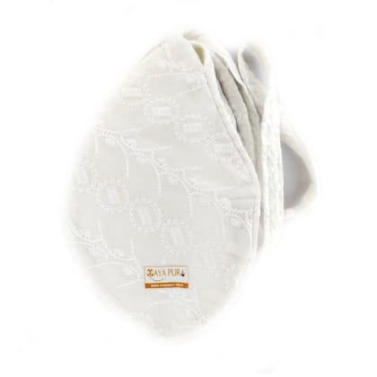 MAYAPURI Chikankari or Chikan Work (Embroidery) Gomukhi Japa Bag/Chanting Bag (White Color)
