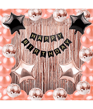 Jolly Party  Rose gold Happy Birthday Balloons Decoration Kit – Pack of 64 Pcs