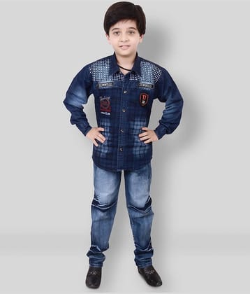 Arshia Fashions Pack of 1 Boys Cotton Blend Shirt & Jeans Set ( Blue )