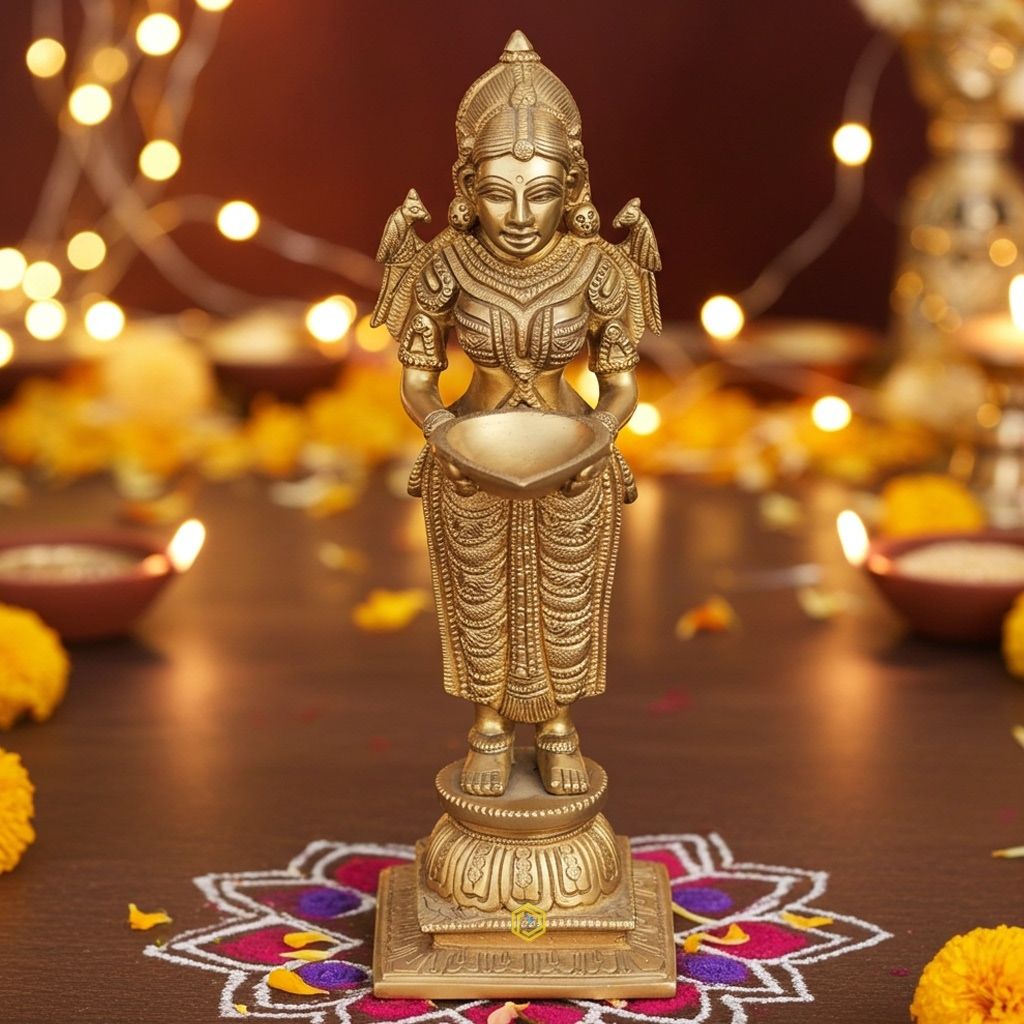 Brass Showpiece Deep Lady Statue, Height : 10.3 Inch (BSMAS208)