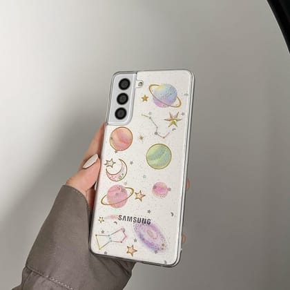 Glittery Stars and Planets Transparent Case-Samsung Galaxy S23 FE