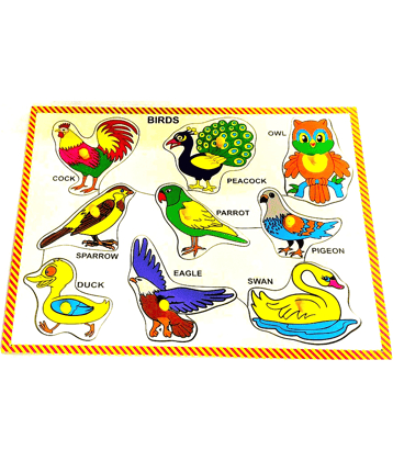 WOODEN MULTI COLOR 9 SET OF BIRDS PUZZLE BOARD FOR KIDS PRE PRIMARY EDUCATION
