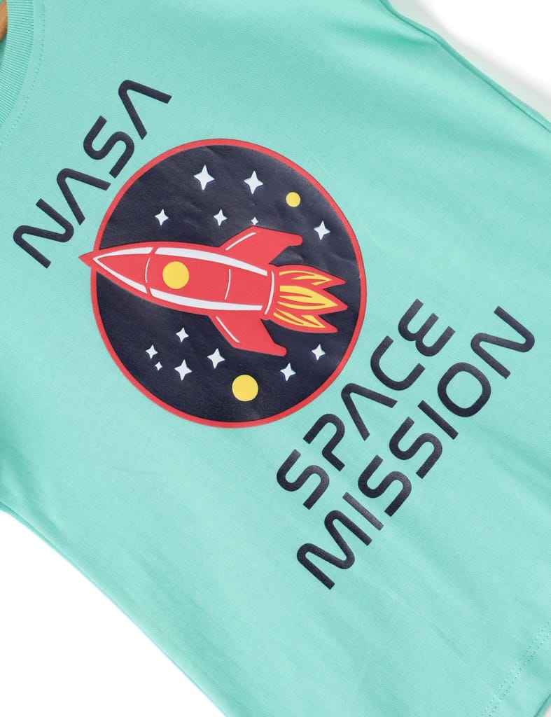 Top Kids Boys T shirt Cotton Biscay Green Space Mission 2025 at ShopCircuit | ONDC Top Kids Boys T shirt Cotton Biscay Green Space Mission 2025 at ShopCircuit | ONDC