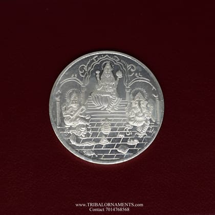 92.5 Silver Purity Ganesha + Lakshmi + Saraswati 100 Gram Coin for diwali.
