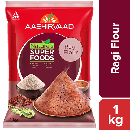 Aashirvaad Nature's Super Foods - Ragi Flour/Ragi Hittu, 1 Kg Pouch Pack of 2