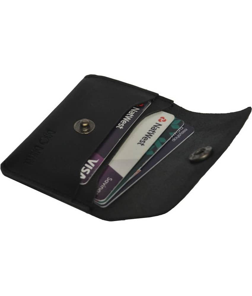 DUO DUFFEL Black Genuine Leather Credit Card Holder