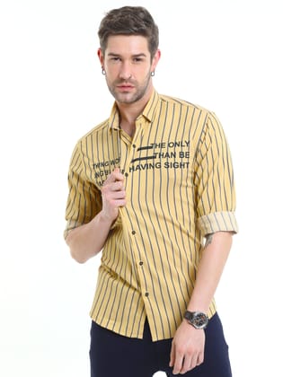 Men's Fine Yellow Striped Shirt | Rick Rogue-M/38