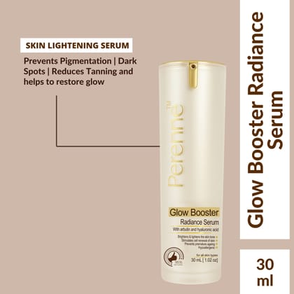 Perenne Glow Booster Radiance Serum | Brightening & Hydrating | Reduces Pigmentation & Dark Spots | With Arbutin & Hyaluronic Acid (30ml)-Pack Of 1 (30 ml)
