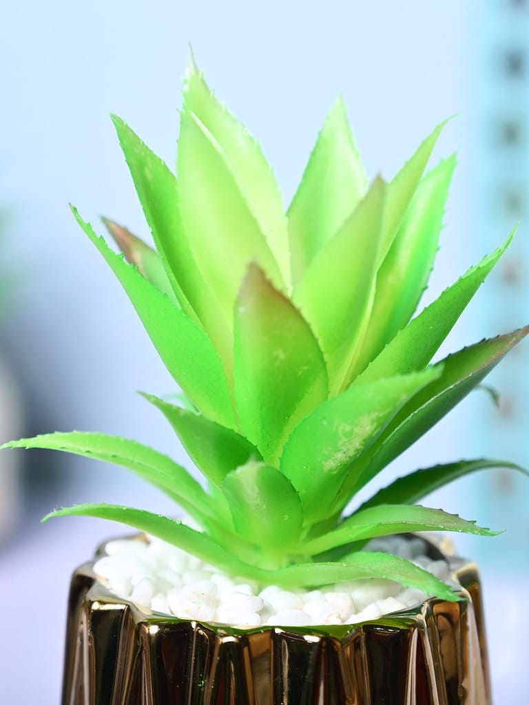 Chic & Glossy - Zigzag Design Faux Plant with Ceramic Pot