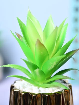 Chic & Glossy - Zigzag Design Faux Plant with Ceramic Pot