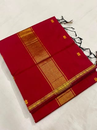 Special Maheshwari cotton sarees with small flower border