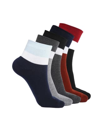 5 Pairs Mens Casual Cotton Blended Solid Ankle length Socks (Assorted)
