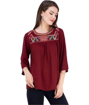 SAAKAA Women's Rayon A-Line Top ( Maroon )