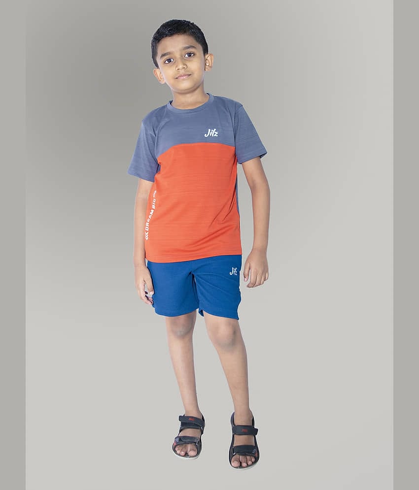 JILZ Pack of 1 Boys Polyester T-Shirt & Shorts Set ( Multicolor )