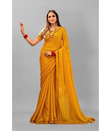 BLEESBURY Georgette Printed Saree With Unstitched Blouse Piece ( Grey )