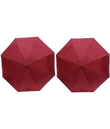 ARIP Maroon Polyester 3 Fold Umbrellas For Men - Pack Of 2