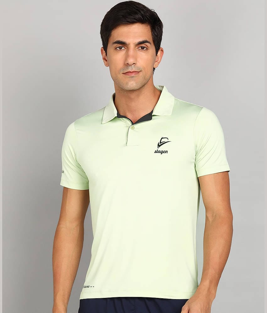 SLAGEN - Lime Green Polyester Regular Fit Men's Sports Polo T-Shirt ( Pack of 1 )